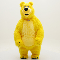 Costume de mascotte géant gonflable en peluche jaune de 2/2,6/3 m de haut, ours en peluche doux, mascotte de dessin animé pour anniversaire, carnaval