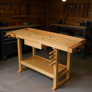 Banco de trabajo de madera de 55 pulgadas con abrazaderas de barra para taller, garaje y uso doméstico - Product Image 2