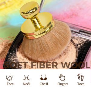 Blend Blur Extra Large Golden Designer Body Face Quality Vegan Kabuki Private Label Foundation <span class=keywords><strong>Brocha</strong></span> <span class=keywords><strong>de</strong></span> maquillaje profesional - Product Image 3