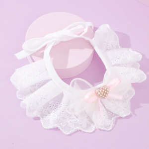 Sac à bavoir pour chaton, foulard en coton avec nœud en dentelle pour animaux de compagnie, accessoire foulard pour chien, cravate d'été pour chat - Product Image 3