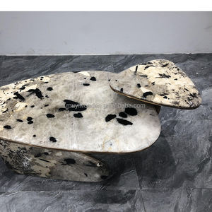 <span class=keywords><strong>Table</strong></span> basse ronde classique de luxe moderne personnalisée avec plateau en acier inoxydable et en marbre pour le mobilier de salon - Product Image 3