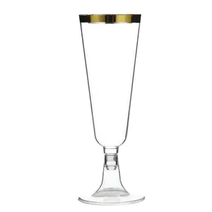 Pafu-vajilla desechable de plástico para fiesta, copas de vino transparentes, color oro, rosa, para boda, despedida de soltera