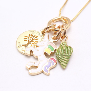 Collier avec chaîne pour enfants, pendentif en émail arc-en-ciel, licorne, design de dessin animé, <span class=keywords><strong>2022</strong></span> pièces - Product Image 3