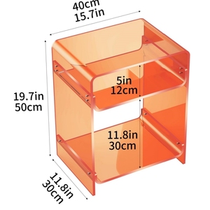 Wholesales Customized Acrylic End <strong>Table</strong> <strong>Record</strong> <strong>Player</strong> <strong>Table</strong> with Storage Shelf Clear Side <strong>Table</strong> Nightstand - Product Image 2