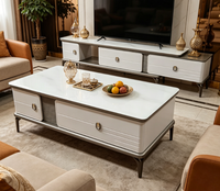 Meuble TV de style grand format avec table basse en verre, ensemble moderne pour salon, style nordique