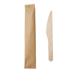 Ensemble de couverts jetables écologiques en bois de bouleau, avec serviette, sel et papier, pour voyage et extérieur, surface lisse - Product Image 5