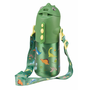 PINKAH <span class=keywords><strong>Dinosaure</strong></span> 470ML 19OZ Bouteille isotherme en acier inoxydable pour enfants avec paille et sangle d'épaule pour l'école - Product Image 4
