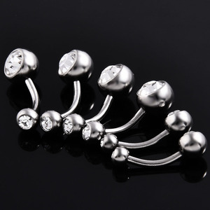 Getta G23 Titane ASTM-F136 14G 6/8/10mm Double Zircon Anneau de <span class=keywords><strong>nombril</strong></span> à filetage externe Bijoux de <span class=keywords><strong>piercing</strong></span> de <span class=keywords><strong>nombril</strong></span> Vente en gros - Product Image 2