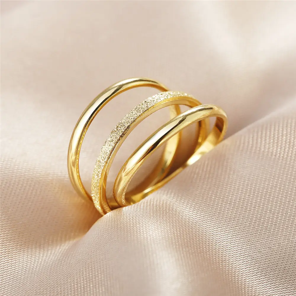 316l Fashion 18k Gold Plated Sets Him and Her Women Men Titanium Bands Wedding Couple Stainless Steel Ring