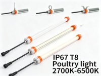 Éclairage pour poulailler, LED T8 4 pieds 18W IP67 sans scintillement, gradation 0-100%, rouge + blanc 2700K-6500K