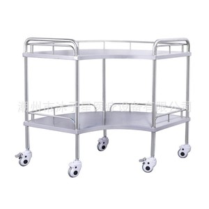 Carrito Médico en Forma de Abanico Mu Zixing, de Acero Inoxidable 304, de Doble Capa, con Ruedas, para Uso Hospitalario - Product Image 1