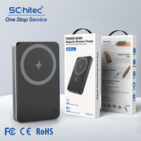 Chargeur Mobile Magnétique Schitec Mince Portable 10000 mAh 15W 20W, Matériau Sûr en Alliage d'Aluminium, Résistance à la Chaleur, Power Bank Sans Fil