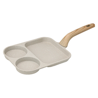 Poêle à frire carrée 3-en-1 antiadhésive en aluminium pour petit-déjeuner, idéale pour les œufs, les steaks de bœuf et les sautés, avec fond en acier inoxydable, compatible four