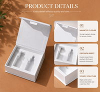 Boîte cosmétique rigide magnétique personnalisée, boîte cadeau en papier recyclable avec insert en mousse personnalisé pour l'emballage de sérum en 2 pièces