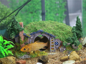 Polyresin/resina paisaje en miniatura de <span class=keywords><strong>la</strong></span> colina de agujero casa Manor Ideas de decoración tanque de peces decoración refugio ornamento - Product Image 3