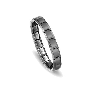 Pulsera Modular Italiana Minimalista Unisex de Acero Inoxidable, Cuadrada, Elástica, con Acabado Liso de Acero Titanio, Cadena Geométrica - Product Image 3