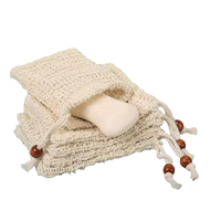 Sac de rangement exfoliant personnalisé en coton avec cordon de serrage pour savon et produits corporels, idéal pour la salle de bain et la douche, avec étiquette – Offre Spéciale