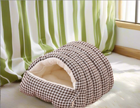 Lit pour animaux de compagnie semi-fermé, maison pour chat, lit chaud pour chat et chien pour l'hiver, nid douillet pour animaux de compagnie