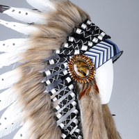 Coiffe en plumes d'inspiration indienne, faite à la main, entièrement en plumes, pour carnaval, fête, cosplay, performance