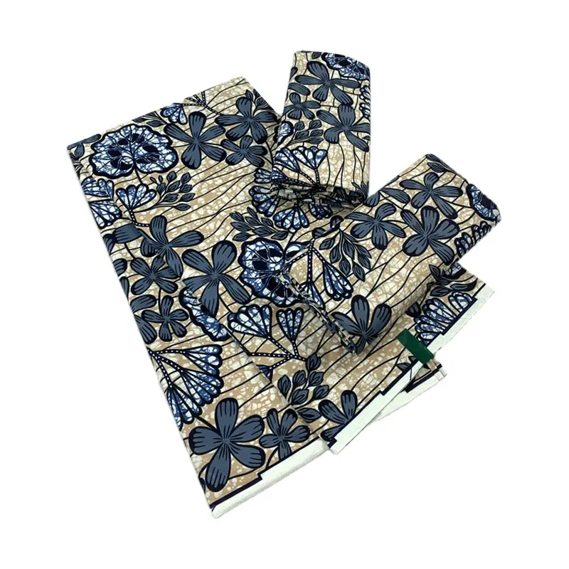 Nigeria sáp Batik pagne in kỹ thuật số vải thật ankara sáp bông vải Jersey vải nhẹ dệt kim 1kg chải thô