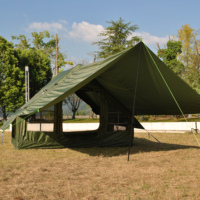 Tente gonflable pour le camping, tente de glamping gonflable pour 4 à 6 personnes, tente pneumatique avec auvent, fenêtre de toit et ouverture pour poêle, pour le camping avec pompe