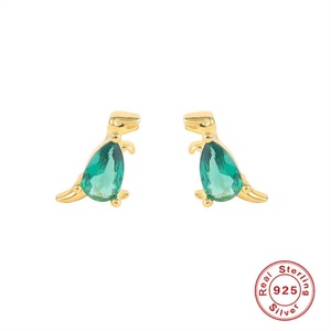 Cute Best Selling Colorful Zircon Stone Dinosaur Sterling <b>Silver</b> <b>Stud</b> Earrings for Girls - Product Image 4