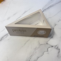 Petite boîte à gâteau carrée, sécuritaire pour les aliments, avec fenêtre, design triangulaire, en carton recyclable, finition dorée mate, gaufrage, pelliculage mat