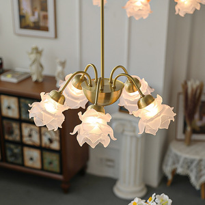 Beau lustre <span class=keywords><strong>Art</strong></span> <span class=keywords><strong>déco</strong></span> luxe <span class=keywords><strong>verre</strong></span> rose fleur LED éclairage suspendu pour chambre intérieur maison hôtel <span class=keywords><strong>plafonnier</strong></span> - Product Image 2