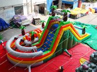 Parcours d'obstacles gonflable double pour enfants, château gonflable extérieur décoratif, petite machine distributrice, jeu de carnaval, fosse à mousse
