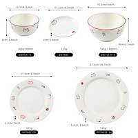 Service de table en porcelaine blanche style dessin animé mignon, vaisselle en porcelaine fine de style campagnard personnalisée, coffret cadeau avec kit d'ustensiles