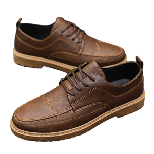 Black Mens Retro Breathable <b>Waterproof</b> Anti-Slip PU Leather Lace-Up Casual <b>Shoes</b> Autumn Spring Summer Fashion Trend - Product Image 1