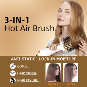 <span class=keywords><strong>Cheveux</strong></span> bouclés multifonctionnels personnalisés OEM One Step Professional 3 en 1 Round Electric Hot Air Comb SK-036 - Product Image 2