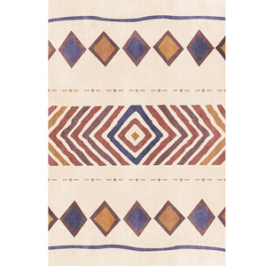 Alfombra Geométrica Rectangular de Fibra de Poliéster para el Hogar, Estilo Bohemio Vintage con Código Cromático Ritmo Sahara - Product Image 1