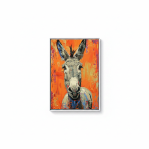 Printed <b>Canvas</b>: Whimsical Donkey Art, Rustic Decor for Home,WHITE <b>FRAMED</b> <b>CANVAS</b> - Product Image 2