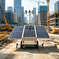 Torre de Luz Solar Móvil de 9m, Precio de Fábrica, 1410W Fotovoltaica, Batería de 1200AH, 4x150W LED, para Proyectos de Abastecimiento B2B