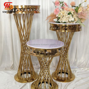 SMOOTH Hot Selling Gold Rectangle Iron Stainless Steel Mirror Design Cake Rack Set Dessert Table <b>Stand</b> for Wedding Decor - Product Image 6