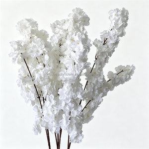 Fleurs de <span class=keywords><strong>cerisier</strong></span> artificielles L-220 abordables, <span class=keywords><strong>en</strong></span> soie, blanches, réalistes, style Sakura japonais, pour décoration de mariage, maison, Noël, <span class=keywords><strong>en</strong></span> gros - Product Image 1