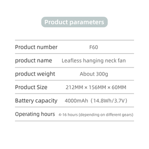Rechargeable Neck Fan, 3600mAh Battery Powered Wearable Cooling Fan with 3 Speeds & Brushless Motor, Bladeless for Travel/Office - Product Image 6