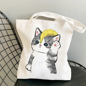 Umwelt freundliche wieder verwendbare 12-Unzen-Baumwoll-Canvas-Einkaufstasche Hochwertige Langgriff-Buchstaben muster Siebdruck bedruckte anpassbare Größe - Product Image 1