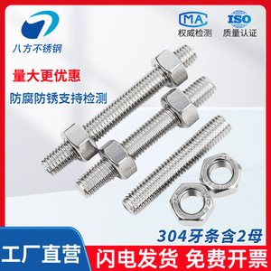 Eight Directions 304 Stainless Steel Fully Threaded Rod M14 M16 M18 M20 Hex Nut Set Metric DIN 975 Grade B Construction - Product Image 3
