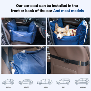 Portable Lightweight <b>Pet</b> Car Seat <b>Carrier</b> Blue Waterproof Foldable Dog Travel Bed with Zipper for Car Interior Use All-Season - Product Image 4