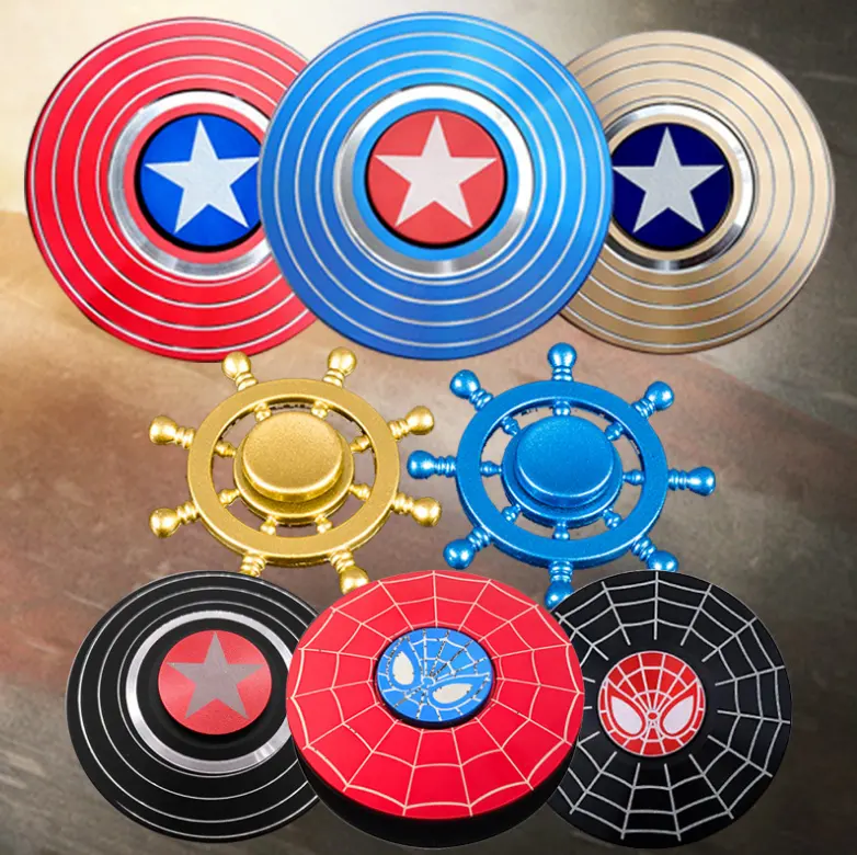 Wholesale Cool Captain Shield Fidget Spinner Metal Alloy Decompression Fidget Toys for Adults