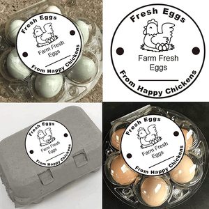 Fresh Eggs Farm Fresh <b>Labels</b> Round Self-Adhesive Paper Writable For Egg Cartons <b>Packaging</b> - Product Image 3