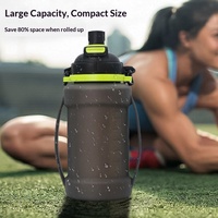 Bouteille d'eau de sport pliable en silicone de 2 litres, gourde souple d'extérieur grande capacité de 67 oz, pliable, de qualité alimentaire, à presser pour boire