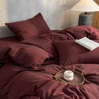 Ensemble de literie en satin de coton rouge 400TC, taille Queen, 100% coton pur, qualité hôtelière de luxe, draps doux et soyeux, résistants aux plis