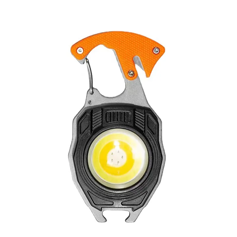 Multifunctionele Mini Led Zaklamp Brede Straal Magneet Werklamp Met Sleutelhanger Clip Ontwerp Magneet Flesopener Zaklamp Sos Fluit