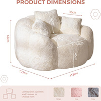 Fauteuil pouf ergonomique monoplace au design minimaliste et moderne en forme de nuage, avec housse amovible et lavable, confort doux et moelleux