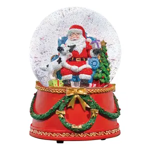Pintados à mão Musical Christmas Santa Claus Snow Globe Para Presente ou Decoração para Casa