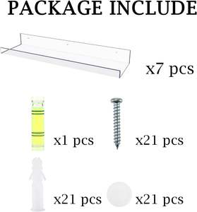 مجموعة أرفف أكريليك شفافة من 7 ، 15 بوصة لأرفف الكتب ، الحمام ، غرفة النوم ، غرفة المعيشة ، شارع المطبخ - Product Image 5