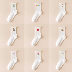 Biểu Tượng Tùy Chỉnh Trắng Ins Phi Hành Đoàn Nấm Cạnh Jk Đống Vớ diềm Xếp Nếp Ruffle Pilates Yoga Vớ Cho Phụ Nữ - Product Image 2